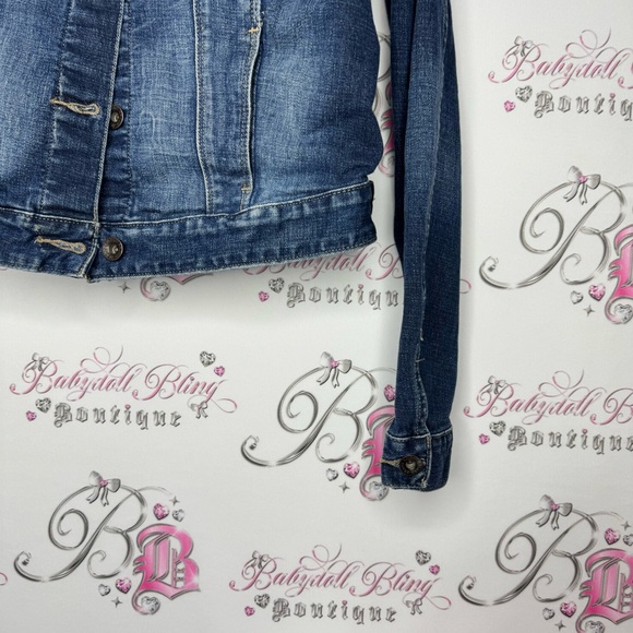 Lucky brand jacket jean coat denim button up logo buttons soft stretchy blue - Picture 3 of 10